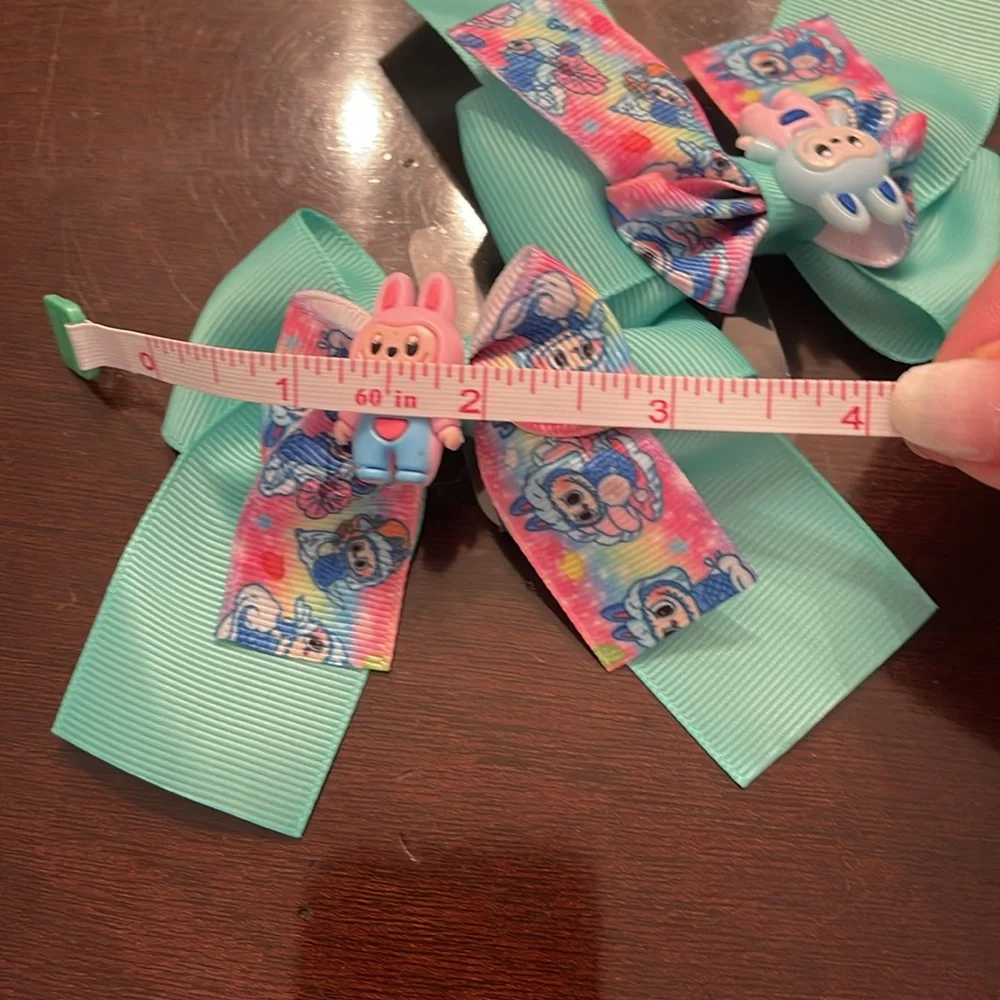 Colorful labubu monster Cartoon Hair Bows nwt set of two